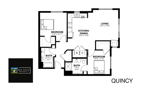 Floor plan for 2 beds, 2 baths, 1123 sqft